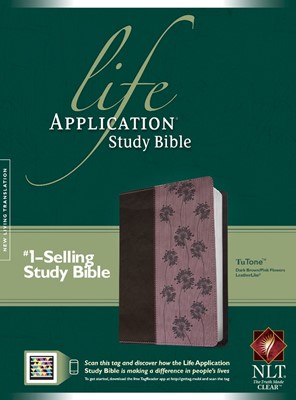 NLT Life Application Study Bible Dark Brown/Pink Flowers (Imitation Leather)
