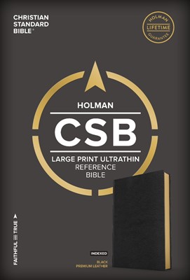 CSB Large Print Ultrathin Reference Bible, Black, Indexed (Leather Binding)