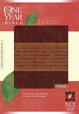 The NLT One Year Bible, Slimline Edition, Brown/Tan (Imitation Leather)