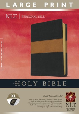 NLT Holy Bible Personal Size Large Print Black/Tan, Indexed (Imitation Leather)