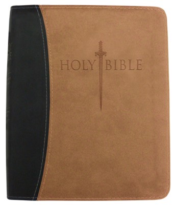 Kjver Thinline Bible/Large Print-Black/Tan Ultrasoft (Imitation Leather)