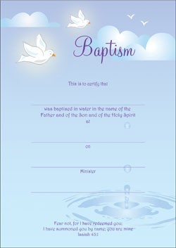 Baptism Certificate (Pack of 10) (Certificate)