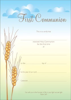First Communion Certificate (Pack of 10) (Certificate)