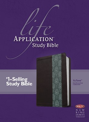 NKJV Life Application Study Bible Tutone Dark Brown/Teal (Imitation Leather)