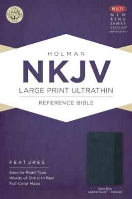 NKJV Large Print Ultrathin Reference Bible, Slate Blue (Imitation Leather)