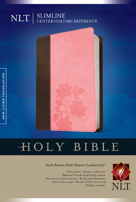 NLT Slimline Center Column Reference Bible, Brown/Pink (Imitation Leather)