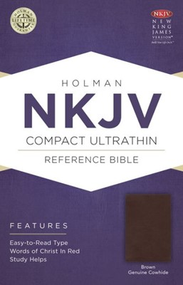 NKJV Compact Ultrathin Bible, Brown Genuine Cowhide (Genuine Leather)