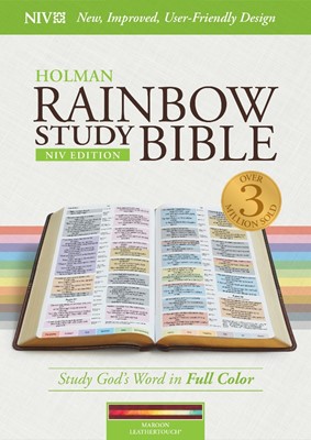 NIV Rainbow Study Bible, Maroon Leathertouch, Indexed (Imitation Leather)