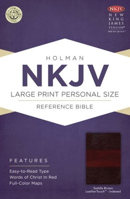 NKJV Large Print Personal Size Reference Bible, Saddle Brown (Imitation Leather)