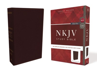 NKJV Study Bible, Burgundy, Comfort Print, Red Letter Ed. (Bonded Leather)