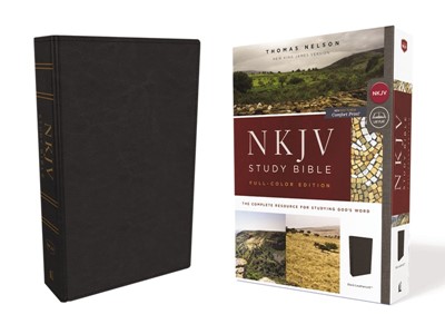 NKJV Study Bible, Black, Full-Color, Red Letter Edition (Imitation Leather)