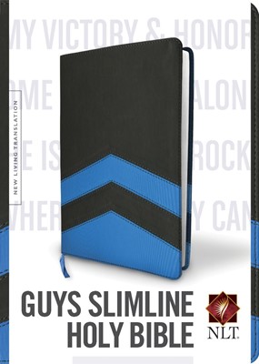 NLT Guys Slimline Bible Tutone Black/Blue Chevrons (Imitation Leather)
