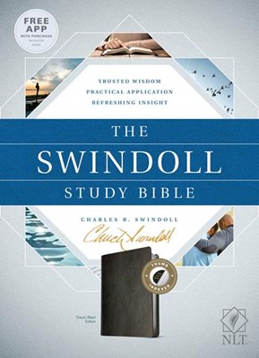 The NLT Swindoll Study Bible Black, Indexed (Imitation Leather)