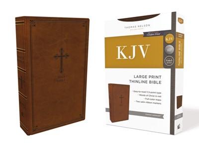 KJV Thinline Bible, Brown, Large Print, Red Letter Edition (Imitation Leather)