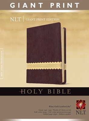 NLT Holy Bible, Giant Print, Wine/Gold (Imitation Leather)