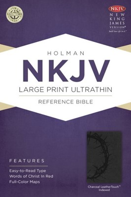 NKJV Large Print Ultrathin Reference Bible, Charcoal (Imitation Leather)