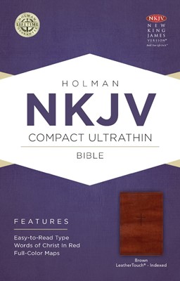 NKJV Compact Ultrathin Bible, Brown Cross, Indexed (Imitation Leather)