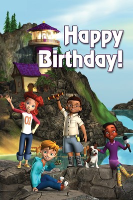 Deep Blue Kids Lighthouse Happy Birthday Postcard (Pkg of 25 (Postcard)