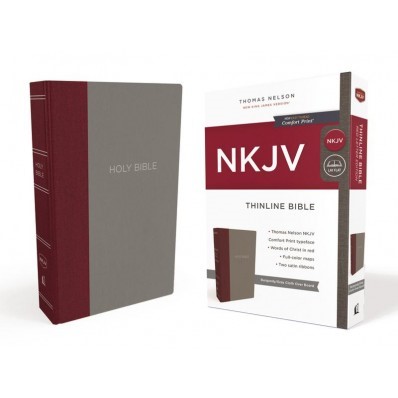 NKJV Thinline Bible, Burgundy/Gray, Red Letter Edition (Hard Cover)