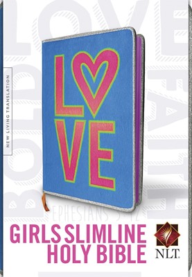NLT Girls Slimline Bible Neon Love (Hard Cover)