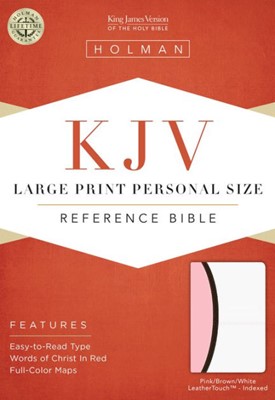 KJV Large Print Personal Size Reference Bible, White/Pink (Imitation Leather)