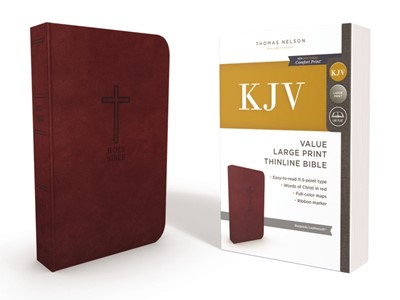 KJV Value Thinline Bible, Burgundy, Large Print, Red Letter (Imitation Leather)
