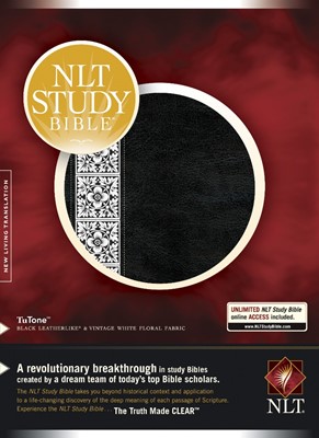 NLT Study Bible, Tutone Black/White, Indexed (Imitation Leather)