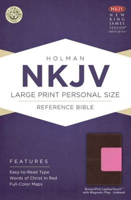 NKJV Large Print Personal Size Reference Bible, Brown/Pink (Imitation Leather)