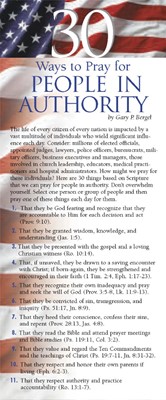 30 Ways to Pray for People in Authority (pack of 50) (Multiple Copy Pack)