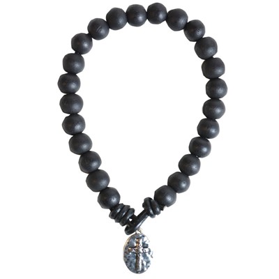 Faith Gear Black Bead With Cross Men's Bracelet (General Merchandise)