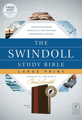 The NLT Swindoll Study Bible, Large Print, Brown, Indexed (Imitation Leather)