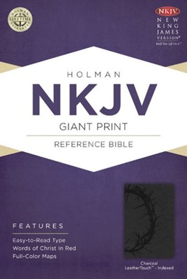 NKJV Giant Print Reference Bible, Charcoal, Indexed (Imitation Leather)