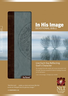 NLT In His Image Devotional Bible Tutone Brown/Dusty Blue (Imitation Leather)