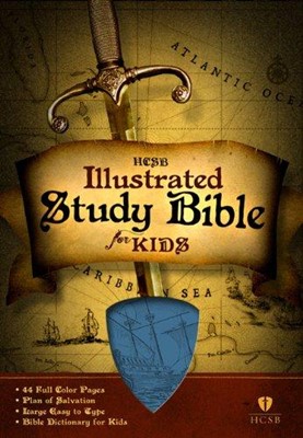 HCSB Illustrated Study Bible For Kids, Blue Leathertouch (Imitation Leather)