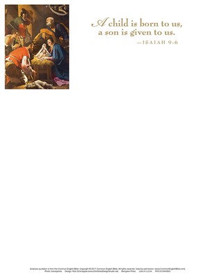 A Child Nativity Christmas Letterhead (Pkg of 50) (Bulletin)