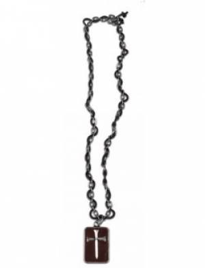Mens Necklace Leather Nail Cross