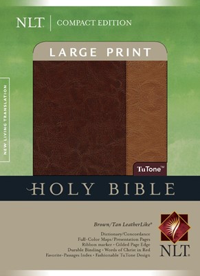 NLT Compact Bible Large Print Tutone Brown/Tan, Indexed (Imitation Leather)