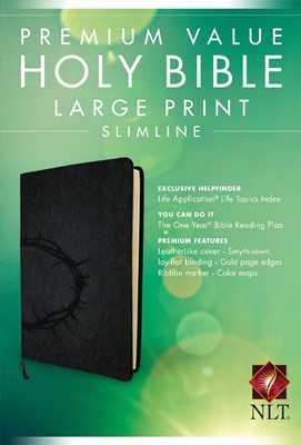 NLT Premium Value Slimline Large Print Bible: Crown design (Imitation Leather)