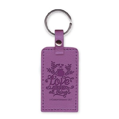 Leather Keychain Love Hopes All Things (Keyring)