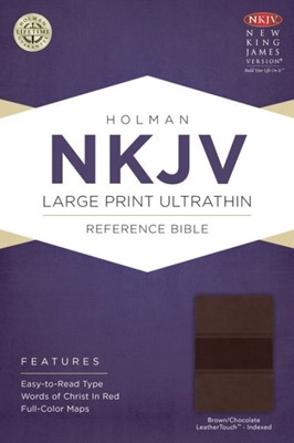 NKJV Large Print Ultrathin Reference Bible, Brown/Chocolate (Imitation Leather)