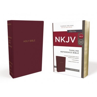 NKJV Thinline Reference Bible, Burgundy, Red Letter Ed. (Leather-Look)