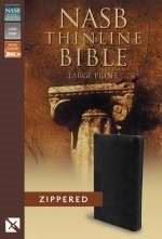NASB Thinline Zippered Collection Bible, Black, Large Print (Bonded Leather)