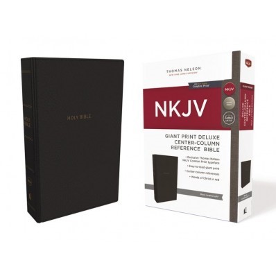 NKJV Deluxe Reference Bible, Black, Giant Print, Red Letter (Imitation Leather)