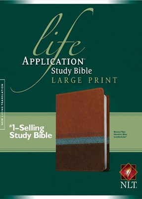 NLT Life Application Study Bible Large Print Brown/Tan/Blue (Imitation Leather)
