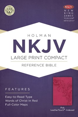 NKJV Large Print Compact Reference Bible, Pink Leathertouch (Imitation Leather)