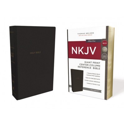 NKJV Reference Bible, Black, Giant Print, Red Letter Ed. (Imitation Leather)