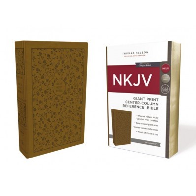 NKJV Reference Bible, Tan, Giant Print, Red Letter Ed. (Imitation Leather)