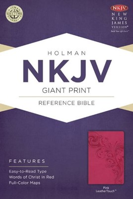 NKJV Giant Print Reference Bible, Pink Leathertouch (Imitation Leather)