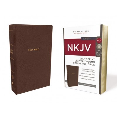 NKJV Reference Bible, Brown, Giant Print, Red Letter Ed. (Imitation Leather)