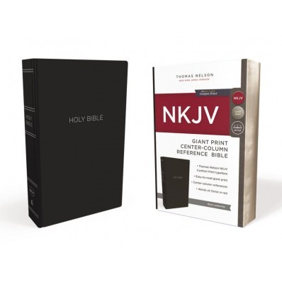 NKJV Reference Bible, Black, Giant Print, Red Letter Editon (Leather-Look)